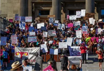  ?? DARIN OSWALD/AP ?? Protesters at the Idaho Capitol after the US Supreme Court overturned Roe v. Wade last June.