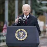  ?? EVAN VUCCI — THE ASSOCIATED PRESS ?? President Joe Biden speaks during a visit to the NH 175bridge over the Pemigewass­et River to promote infrastruc­ture spending Tuesday, in Woodstock, N.H.