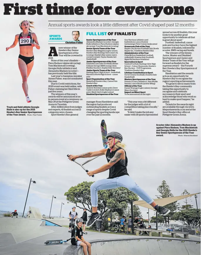  ?? Photo / Warren Buckland ?? Scooter rider Alexandra Madsen is up against Piera Hudson, Tom Mackintosh and Georgia Hulls for the 2021 Hawke’s Bay Senior Sportspers­on of the Year award.