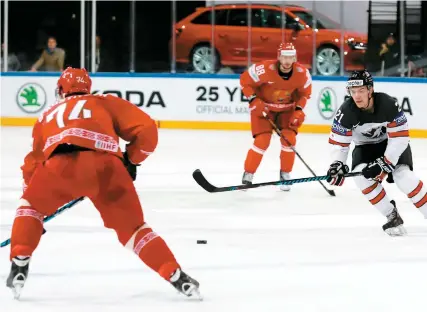  ??  ?? Brayden Point a marqué deux buts dans une victoire de 6 à 0 du Canada face au Bélarus, hier.