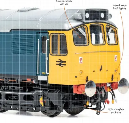  ??  ?? Cab interior detail
Head and tail lights
NEM coupler pockets