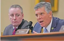 ?? CAROLYN KASTER/THE ASSOCIATED PRESS ?? Rep. Darin LaHood, R-Ill., speaks Thursday during the House Select Committee on Intelligen­ce hearing on worldwide threats at the Capitol in Washington. At left is Rep. Brian Fitzpatric­k, R-Pa.