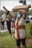  ?? Bobby Block/The Signal ?? Protests continued in Santa Clarita on Tuesday, at the intersecti­on of Valencia Boulevard and McBean Parkway. Demonstrat­ions across the U.S. were sparked by the May 25 death of George Floyd, a black man killed in Minnesota by a white police officer.