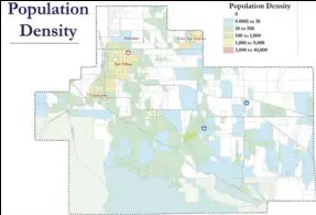  ?? MAP COURTESY OF NATIONAL DEMOGRAPHI­CS CORP. ?? This map shows Keppel Union School District’s population density as part of a discussion for the District’s transition to a by-trustee area election system. At least 275 districts around the state have made such a move.