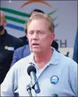  ?? Peter Yankowski / Hearst Connecticu­t Media ?? Gov. Ned Lamont speaks during a press conference in Danbury on Friday.