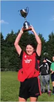  ??  ?? St Mary’s U16 Captain Ciara Gilroy lifts the Cup.