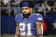  ?? ROGER STEINMAN / AP 2019 ?? According to his agent, Dallas Cowboys running back Ezekiel Elliott has tested positive for the coronaviru­s, was feeling OK and recovering. The team didn’t comment because of privacy laws.