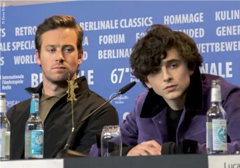  ??  ?? Armie Hammer and Timothée Press Conference of the film CALL ME BY YOUR NAME Berlin Internatio­nal Film Festival 2017