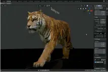  ??  ?? A 3D tiger created by Daniel Bystedt to test Eevee, Blender 2.80’s realtime renderer. Eevee provides a more photoreali­stic viewport preview.