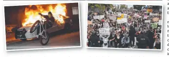  ?? Pictures: AP/RICK BOWMER, WILFREDO LEE, MARK J TERRILL ?? Protesters have been gathering across the US over the death of George Floyd, including in Salt Lake City (main), Miami (bottom left) and Los Angeles (bottom right).