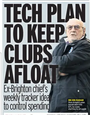  ??  ?? ON HIS RADAR Dick Knight’s plan would alert the EFL to clubs starting to struggle