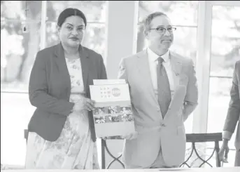  ?? ?? Minister of Human Services and Social Security, Dr Vindhya Persaud (left) and Canadian High Commission­er to Guyana, Mark Berman during the official launch of the EQUAL SRHR project yesterday. (DPI photo)