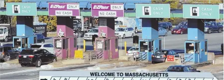  ??  ?? BYE-BYE, BOOTHS: The Massachuse­tts Turnpike’s toll booths — and paper tickets — are going away, but tolls will continue to be taken via transponde­rs, which columnist Howie Carr, below, has reluctantl­y added to his car.