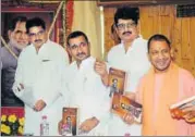  ?? SUBHANKAR CHAKRABORT­Y/HT PHOTO ?? Uttar Pradesh chief minister Yogi Adityanath at a book release function in Lucknow on Monday.