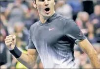  ?? AP ?? ONE STEP CLOSER: Roger Federer celebrates after making quick work of Feliciano Lopez, winning 6-3, 6-3, 7-5. Rafael Nadal also won, keeping a marquee semifinal showdown a possibilit­y.