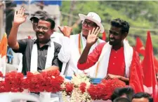  ?? Partha Paul ?? (From left) Congress’s Soumya Aich Roy and Md Salim with the Left’s Diamond Harbour candidate Pratikur Rehman.