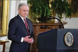  ?? ALEX WONG / GETTY IMAGES ?? U.S. Attorney General Jeff Sessions, seen during an awards ceremony Tuesday at the White House, is again the subject of President Trump’s displeasur­e. He wants Sessions to investigat­e the Obama administra­tion over Russian meddling.