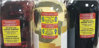  ??  ?? In an experiment, Yukon introduced warning labels on alcohol bottles detailing the cancer risk to drinkers.