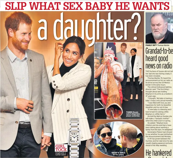  ??  ?? GIRL TOCK Couple and a Cartier watch YACHT A SMILE TUNES FAMILY RIFT Thomas Markle