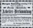  ?? REPRO: HÄFFNER ?? Die Annonce für eine „ ArbeiterVe­rsammlung“in der Trossinger Zeitung vom 14. März 1919.