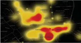  ?? FOTO: HEATMAP ?? Nya webbplatse­n Heatmap visar områden med mest rusningstr­afik i Helsingfor­s.
■