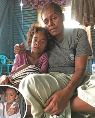  ?? ?? Afi Bulikiobo with her daughter Sofi Diyalowai at their house in Napoidi Settlement in Labasa on December 17, 2022. Photo: Shratika Naidu.
INSET Photo: Twins Sofi Diyalowai with her late brother Iliesa Lino when they were younger.