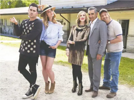  ?? CBC ?? The hit sitcom Schitt’s Creek, starring Dan Levy, left, Annie Murphy, Catherine O’hara, Eugene Levy and Chris Elliott, leads the Canadian Screen Awards nomination­s with a whopping 26, including several in acting categories. The awards will be handed out next month in Toronto.
