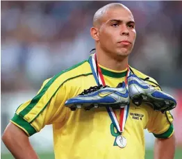  ??  ?? Brazil's Ronaldo stands dejected at the end with silver boots and silver medal at the end of the 1998 World Cup Final, played in St, Denis, France, on the 12th July, 1998. Croatia’s Davor Suker, top scorer of the tournament with 6 goals, who led his...