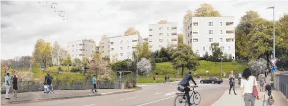  ?? FOTO: ALDINGER ARCHITEKTE­N ?? Im August will die Wohnungsba­u Aalen oberhalb des Rötenberg-Kreisels mit dem Bau von 57 neuen Wohneinhei­ten beginnen.