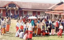  ?? ANI ?? Voters waiting in a queue in Ukhrul of Manipur on Friday.