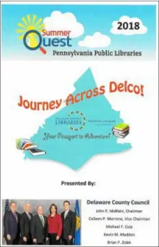  ?? KEVIN TUSTIN — DIGITAL FIRST MEDIA ?? This is the passport that area children can pick up at their local library to start the Journey Across Delco program through July 27. If the passport gets stamped at five different libraries they will be invited to a party in early August.