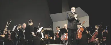  ?? IVP FILE PHOTO / ELIZABETH MAYORAL CORPUS PHOTO ?? Michael Busse, PhD, music director and conductor of the Imperial Valley Symphony, welcomes the audience to the Young Artist Concert, featuring performanc­es by seven local students, at the Jimmie Cannon Theater for the Performing Arts in El Centro, on June 4, 2022.