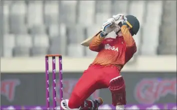  ??  ?? CENTURY MAN . . . Brendan Taylor led Zimbabwe’s onslaught against Afghanista­n with his ton yesterday