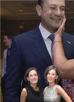  ??  ?? Above: Taoiseach Leo Varadkar with Mary Mitchell O’Connor, and, right, Kate O’Connell and Theresa Newman, at the Fine Gael Presidenti­al Dinner at the Clayton Hotel in Dublin. Photos: Fergal Phillips Far right, top: Social Protection Minister Regina...