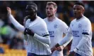  ?? Photograph: Russell Cheyne/Reuters ?? Mohammed Diomande celebrates after opening the scoring at McDiarmid Park.