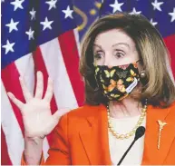  ?? JOSHUA ROBERTS/REUTERS ?? U.S. House Speaker Nancy Pelosi has been working on a
US$1.9-trillion pandemic relief package.