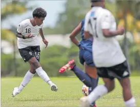  ?? Picture: OFC ?? Digicel Fiji Kulas striker Sofi Diyalowai in action against American Samoa during the OFC Olympic Qualifiers in Apia, Samoa.