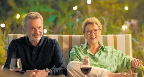  ?? ?? Sam Neill (left) and Annette Bening are the newly retired couple central to the series Apples Never Fall.