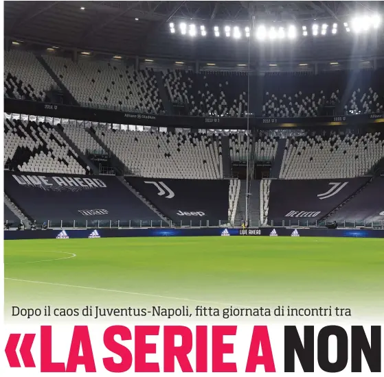  ??  ?? L’Allianz Stadium domenica sera, all’ora della partita mai disputata tra Juventus e Napoli GETTY IMAGES