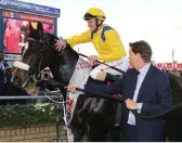  ?? PHOTO: Gold Circle ?? CENTURY . . . Anton Marcus brings Do It Again back to the winner’s enclosure after winning last weekend’s Vodacom Durban July. He set two records in the process the first jockey to ride five Durban July winners and his 100th Grade 1 winner.