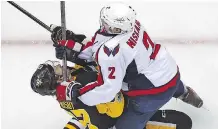  ?? GENE J. PUSKAR/THE ASSOCIATED PRESS ?? The Pittsburgh Penguins say Sidney Crosby has a concussion after taking a crosscheck from Washington Capitals defenceman Matt Niskanen during Monday’s game in Pittsburgh.