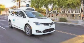  ?? FCA ?? Waymo, which owns a fleet of self-driving Chrysler Pacifica minivans, filed its lawsuit against Uber a year ago. The case has already had several twists.