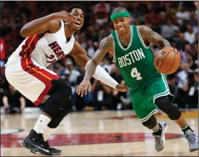  ?? (AP file photo) ?? Two-time All-Star Isaiah Thomas, shown playing for the Boston Celtics in 2016, is suiting up this weekend with USA Basketball for a pair of FIBA AmeriCup qualifying games, with the ultimate goal of returning to the NBA.