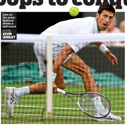  ?? PICTURE: KEVIN QUIGLEY ?? Eyes on the prize: Djokovic shows a deft touch