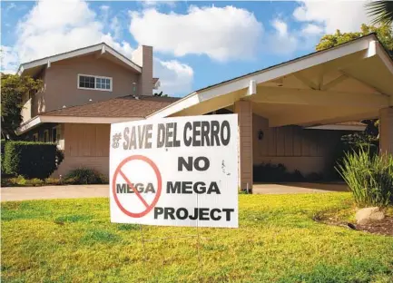  ?? JARROD VALLIERE U-T ?? Some Del Cerro residents are publicly expressing opposition to the proposed 900-seat All Peoples Church in planning stages.