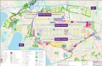  ??  ?? CHALLENGE: (Top) The CGI vision of the third runweay; (above) the plan mapped out; (right) Hillingdon Council leader Ray Puddifoot