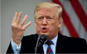  ?? AP ?? US President Donald Trump speaks in the Rose Garden of the White House after his meeting with congressio­nal leaders. Trump says he could keep parts of the government shut down for ‘‘months or even years’’.