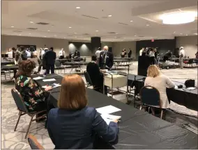  ?? John Bailey ?? Most of the defendants accused of stealing over $6 million from the Floyd County School system over a period of time pleaded guilty to RICO charges on Monday. The hearing was conducted in the ballroom of the Forum River Center, which was annexed for court hearings.