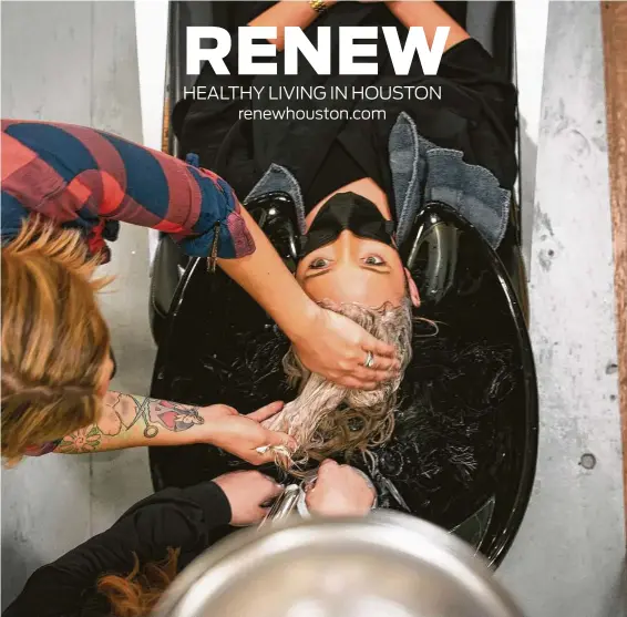  ?? Photos by Mark Mulligan / Staff photograph­er ?? Hairstylis­t Emily Ribas washes Taylor Ferrara’s hair before cutting and styling it. Ribas, owner of Reserved Salon, prefers a double cleanse — lather, rinse, repeat — every few days rather than a single cleanse every day.