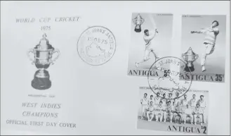  ?? ?? First Day Cover of 1975 Prudential World Cup Triumph issued by Antigua
